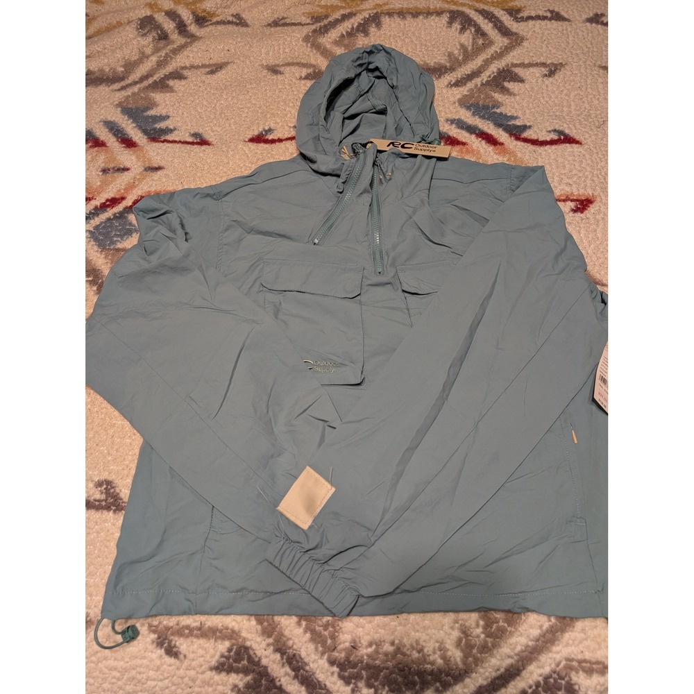 RC Outdoor Supply Mens Medium Quarter Zip Hooded Anorak Jacket Green (MSRP $130)